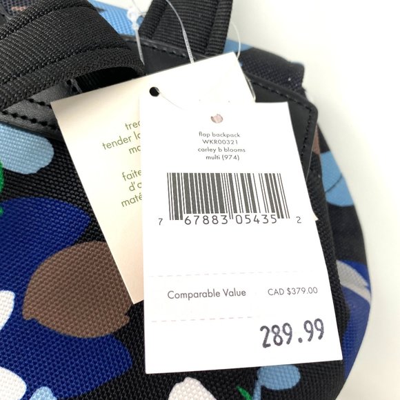 Kate Spade Flat Backpack Carley Bloom Multi Blue W - Picture 5 of 11